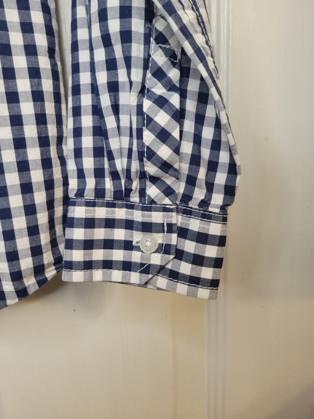 Tommy Hilfiger Boys Medium Navy & White Gingham Button-Down Shirt - Picture 6 of 6